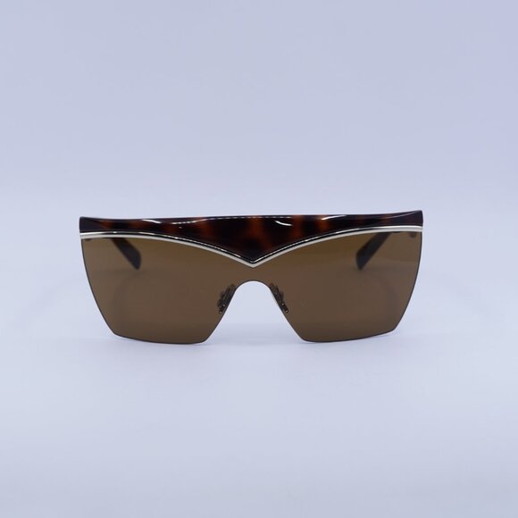 ?️New Saint Laurent SL614 MASK 002 Sunglasses - Havana/Gold Frame, Brown Lenses main image 8